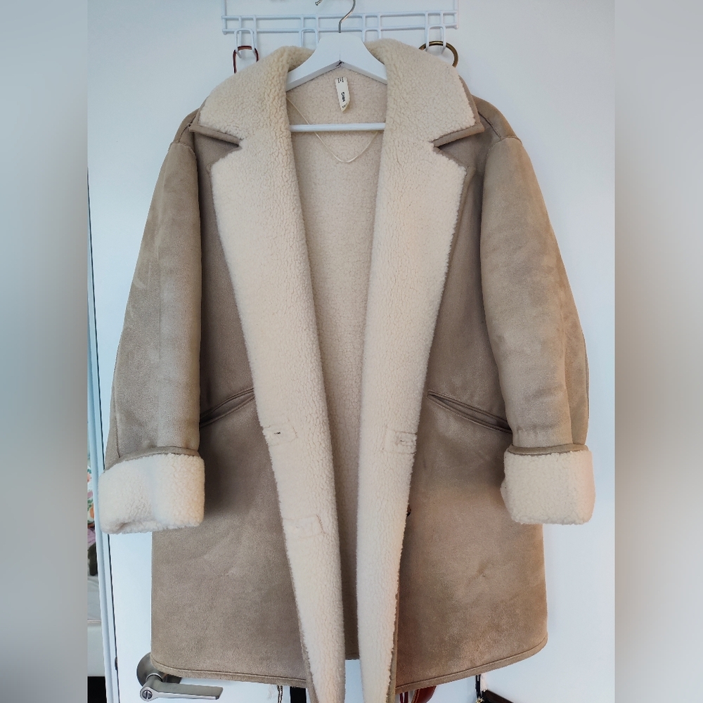 Mango Beige Shearling Coat